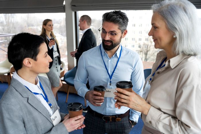 people mingling at a business networking event